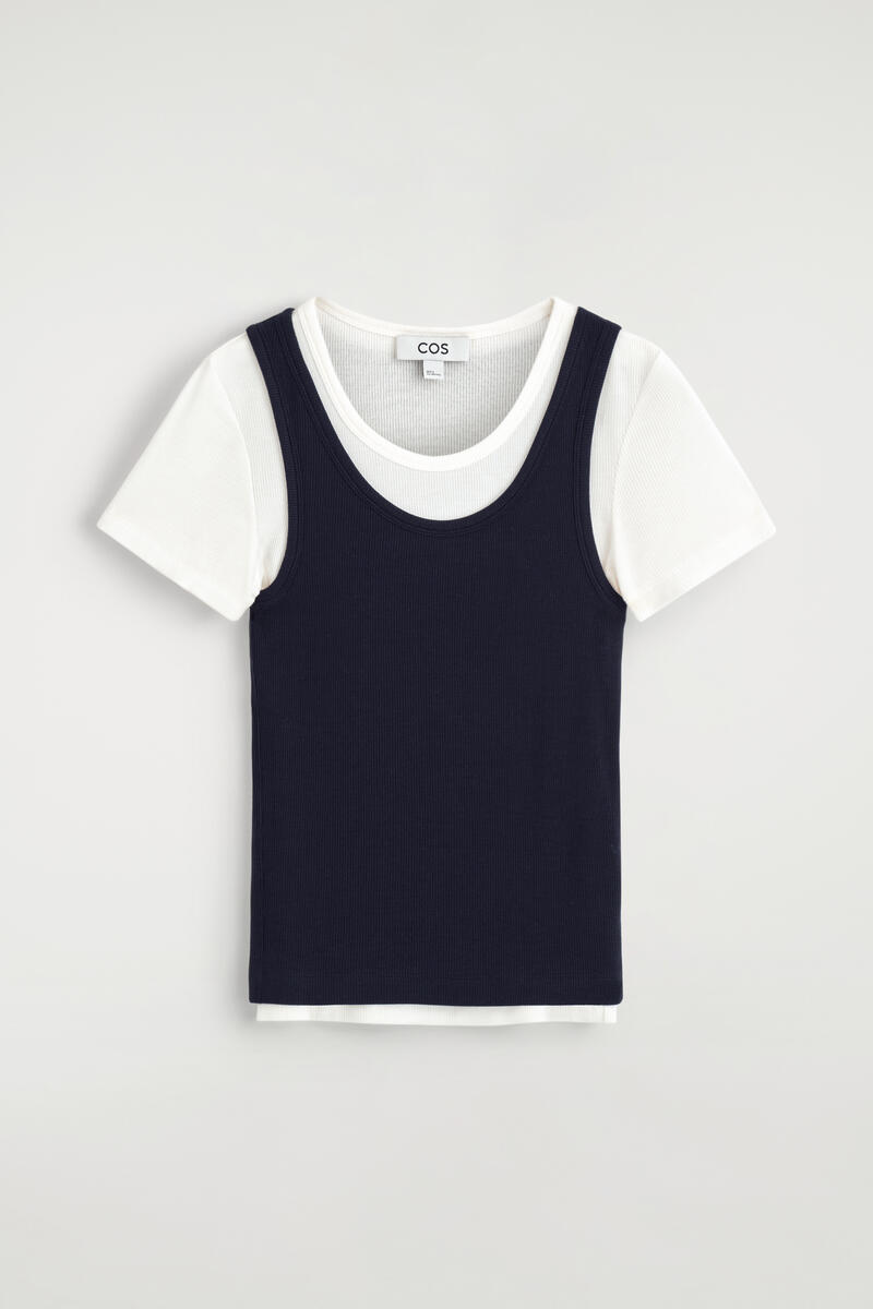 レイヤード リブジャージー Tシャツ